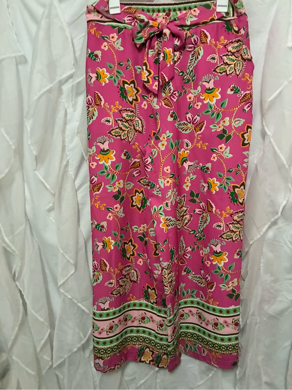 Pink Floral Tie-Waist Pants